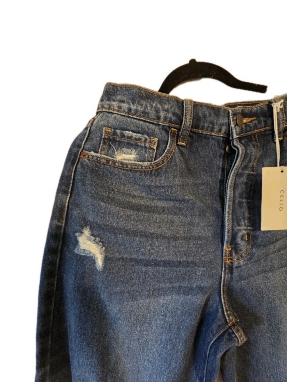 Cello Dad Jeans Super High Rise Distressed destroyed ripped baggy blue Size 9 - Picture 4 of 17